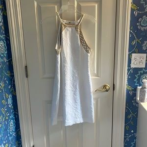 White Lily Pulitzer Dress with Gold Detail